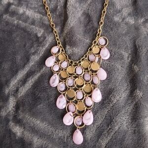 Vintage Pink and Gold Statement Necklace